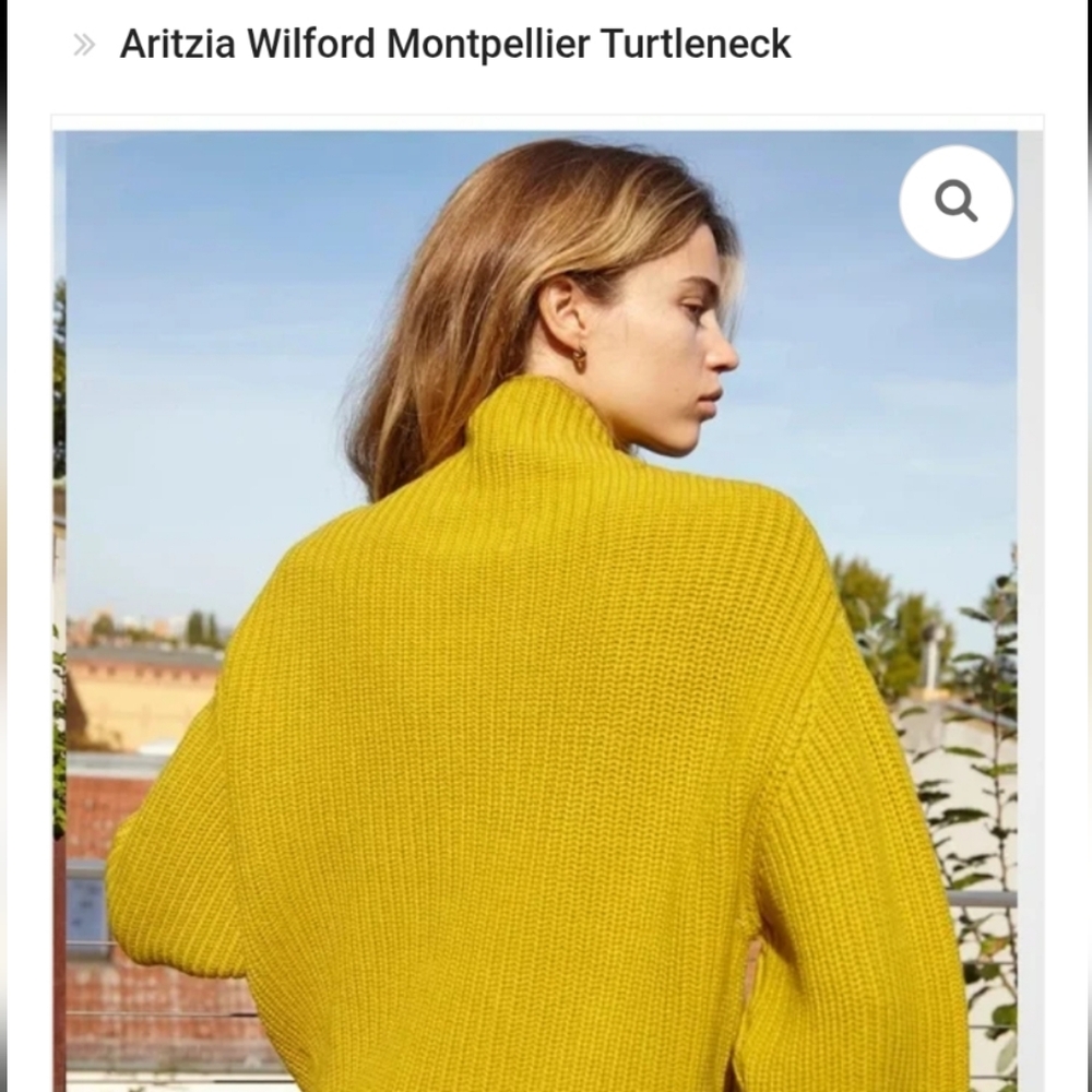 Aritzia Wilfred Montpellier Wool Turtleneck Sweater Mustard Yellow Size Small - Picture 10 of 16